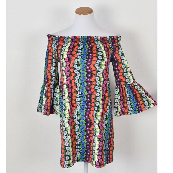 Trina Turk Dresses & Skirts - Trina Turk Floral Off Shoulder Print Bell Sleeve Dress - XS